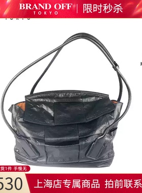 「9.0新」BOTTEGA VENETA(宝缇嘉)ARCO SLOUCH黑色小牛皮托特包
