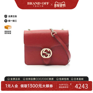 中古Gucci古驰女包B级9新Interlocking G 牛皮斜挎包红色BRANDOFF