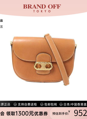 中古Celine赛琳女包B级9新Triomphe凯旋门牛皮单肩包棕色BRANDOFF
