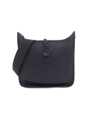 中古Hermes爱马仕女包A级95新Evelyn 3 PM伊芙琳葡萄紫TC皮斜挎包