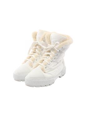 中古Hermes爱马仕女B级9新snow boots雪地靴牛皮鞋白色