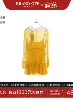 中古Gucci古驰女S级99新one piece连衣裙丝绸上衣黄色BRANDOFF
