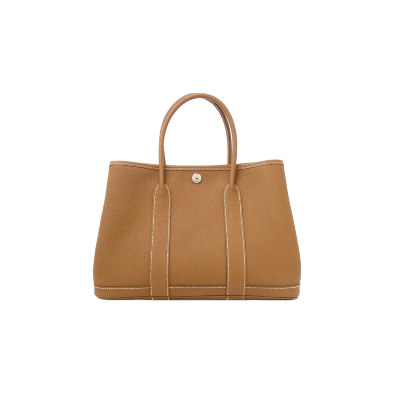 中古Hermes爱马仕女包A级95新Garden Party30花园包金棕色手提包