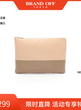 中古Celine赛琳女包B级9新Clutch bag手拿包牛皮手拿包浅褐色复古