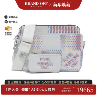中古LV路易威登男包A级95新Spray Trio2022PAW棋盘格斜挎包正品