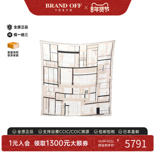 中古Chanel香奈儿女A级95新scarf围巾丝绸围巾/丝巾浅褐色