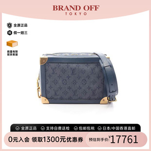 中古LV路易威登女包A级95新Soft Trunk软盒子包牛仔布斜挎包蓝色