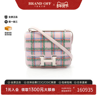 中古Hermes爱马仕女包S级99新Constance3mini康康牛皮单肩包粉色