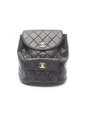 中古Chanel香奈儿女包B级9新Backpack背包羊皮双肩包黑色