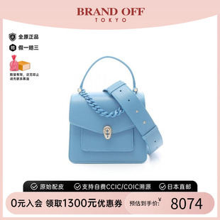 中古Bvlgari寶格麗女包A級(jí)95新handbag手提包牛皮斜挎包藍(lán)色時(shí)尚