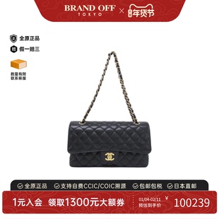 中古CHANEL香奈儿女包A级95新1112 Bag黑金牛CF鱼子酱牛皮单肩包