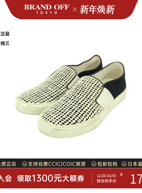 中古Chanel香奈儿男B级9新slip-ons无带(或无扣)便鞋帆布鞋白色