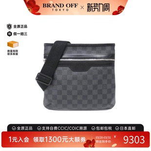 Thomas棋盘格斜挎包正品 中古LV路易威登女包A级95新 Graphite