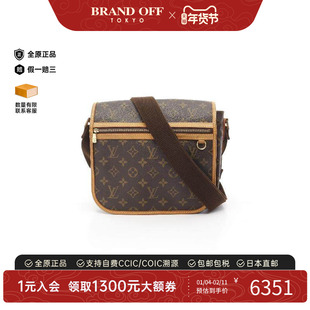 中古LV路易威登女包B级9新messenger信使涂层/防水帆布斜挎包棕色
