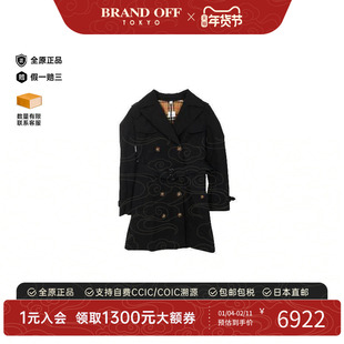 中古Burberry博柏利女A级95新trench coat风衣帆布外套黑色