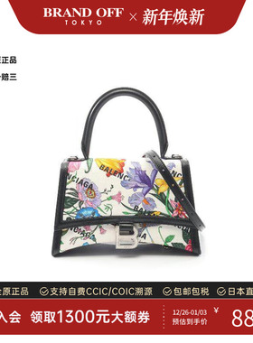 中古Balenciaga巴黎世家女包A级95新hour glass沙漏帆布斜挎包
