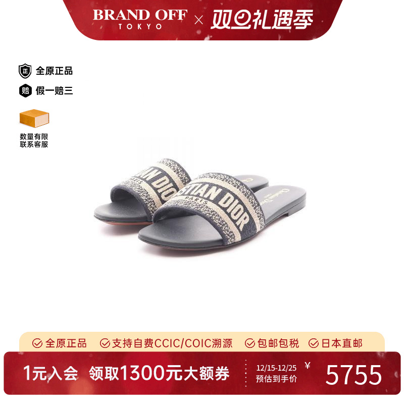 中古Dior迪奥女S级99新mule sandals高跟凉鞋帆布鞋蓝色BRANDOFF
