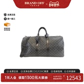 中古LV路易威登男包B级9新Graphite Keepall旅行袋棋盘格斜挎包