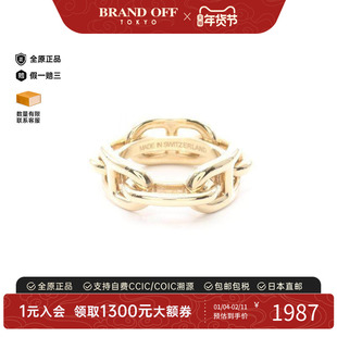 中古Hermes爱马仕女A级95新scarf ring围巾环不锈钢丝巾扣金色