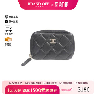 中古Chanel香奈儿女B级9新card case卡包羊皮卡包黑色