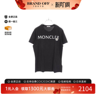 中古Moncler盟可睐女B级9新Cut sew针织布棉上衣黑色 and