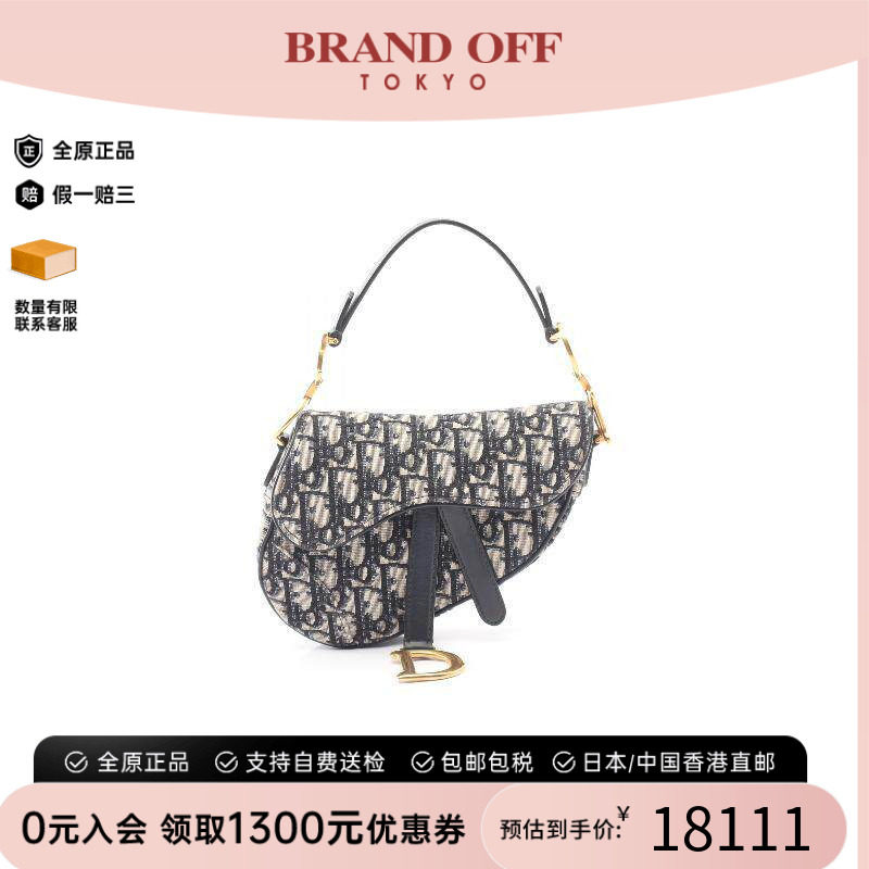 日本中古二奢Dior迪奥女包A级95新saddlebag马鞍包帆布手提包正品
