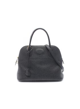 中古Hermes爱马仕女包A级95新Bolide 31 保龄球牛皮手提包黑色