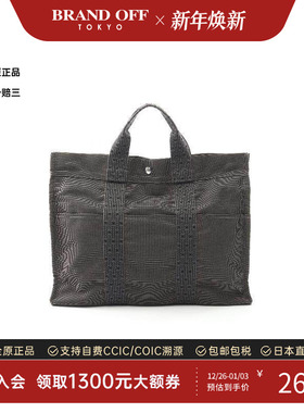 中古Hermes爱马仕男包A级95新Yell line tote MM尼龙托特包灰色
