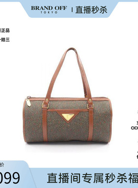 中古YSL圣罗兰女包B级9新handbag手提包涂层/防水帆布手提包绿色