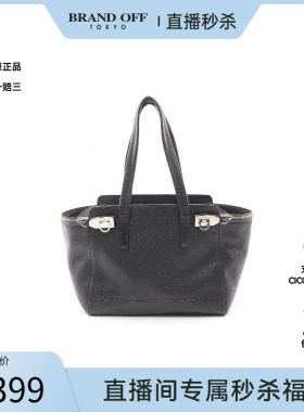中古Ferragamo菲拉格慕女包A级95新Handbag手包牛皮手提包黑色