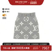 中古LV路易威登女A级95新skirt裙子羊毛裙子灰色