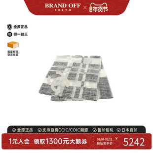 中古Chanel香奈儿女B级9新shawl披肩丝绸围巾/丝巾灰色