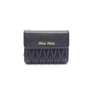 中古Miu Miu缪缪女B级9新Bi-fold wallet双折钱包牛皮短钱包黑色
