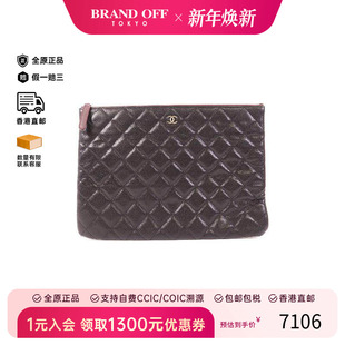 中古Chanel香奈儿女包B级9新second bag手提包牛皮手拿包黑HK正品