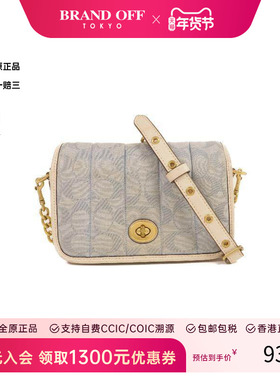 中古Coach蔻驰女包C级85新Shoulder bag肩包牛皮斜挎包蓝色正品