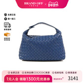 中古Bottega Veneta葆蝶家女包B级9新Handbag手包羊皮手提包蓝色