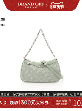 中古Gucci古驰女包A级95新Shoulder bag肩包帆布斜挎包绿色正品