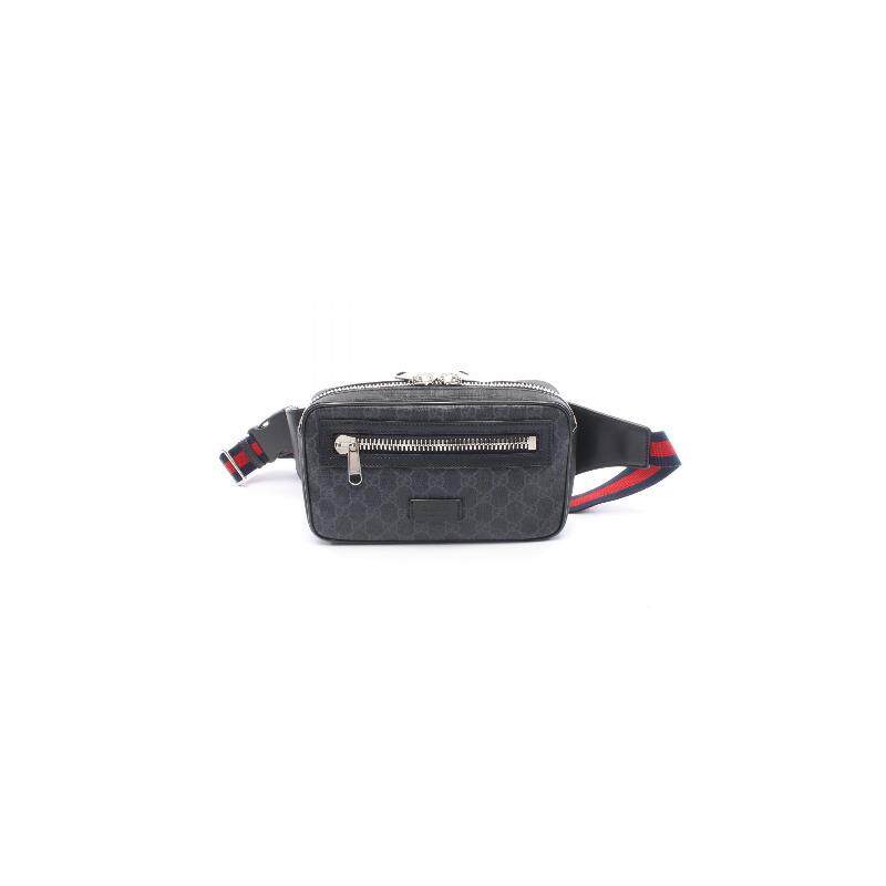 中古Gucci古驰男包A级95新waist bag腰包涂层/防水帆布斜挎包黑色