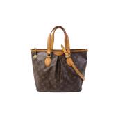 中古LV路易威登女包B级9新Palermo派拉蒙涂层 防水帆布斜挎包棕色