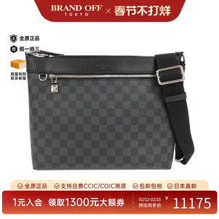 中古LV路易威登女包A级95新 Graphite Mick棋盘格斜挎包正品时尚