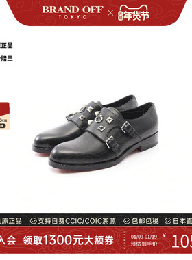 中古Hermes爱马仕男S级99新collie cyan牛皮鞋黑色高级BRANDOFF