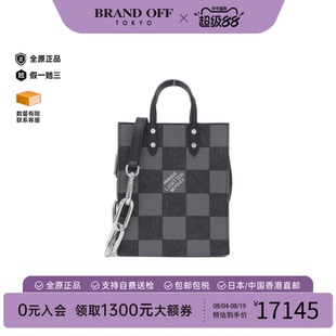 中古LV路易威登通用A级95新Sac Plat XS小牛皮琴谱包棋盘格斜挎包
