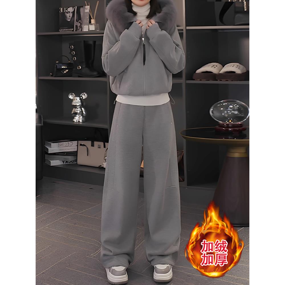 JOYIASS一整套搭配2025秋冬季新款加绒加厚连帽卫衣休闲裤运动两