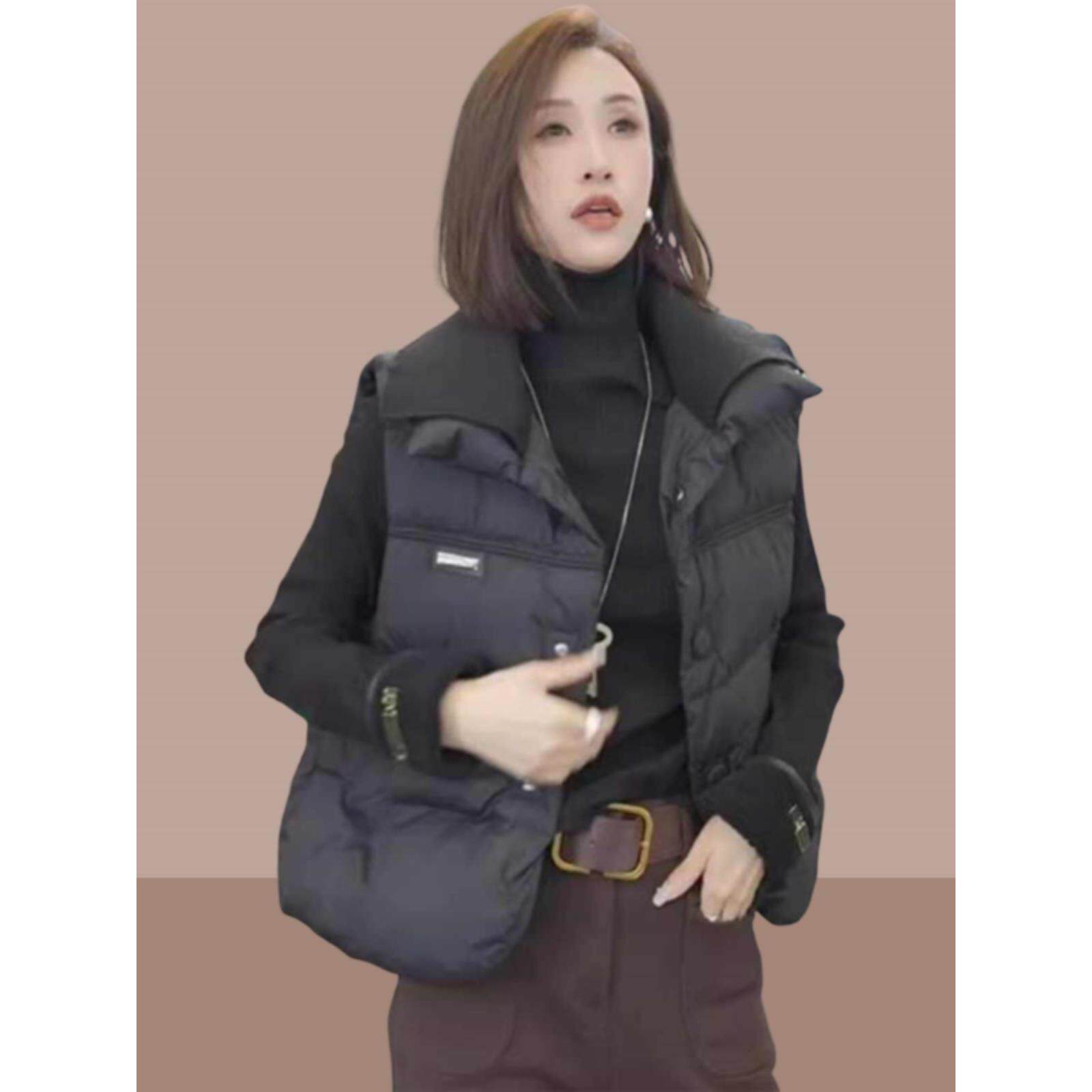 JOYIASS咖色时尚马甲外套女2025秋冬季新款欧货高级感通勤百搭马
