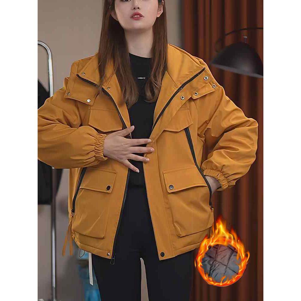 JOYIASS外套2025新款今年流行爆款秋冬季夹加厚时尚休闲连帽冲锋