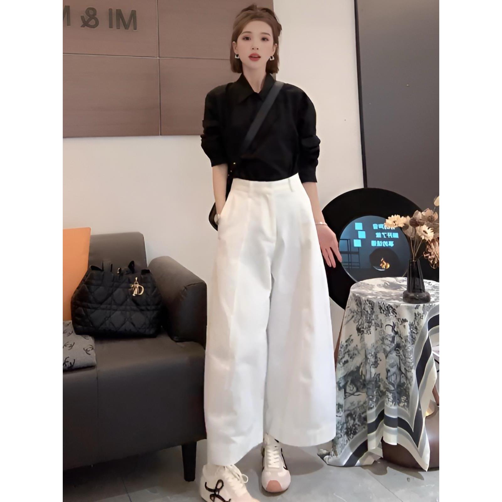 JOYIASS韩系独特超好看套装女2025春秋季新款polo衬衫休闲阔腿裤