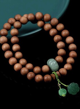 印度老山檀香手串红肉级原创老山檀和田玉手链男女士文玩佛珠念珠