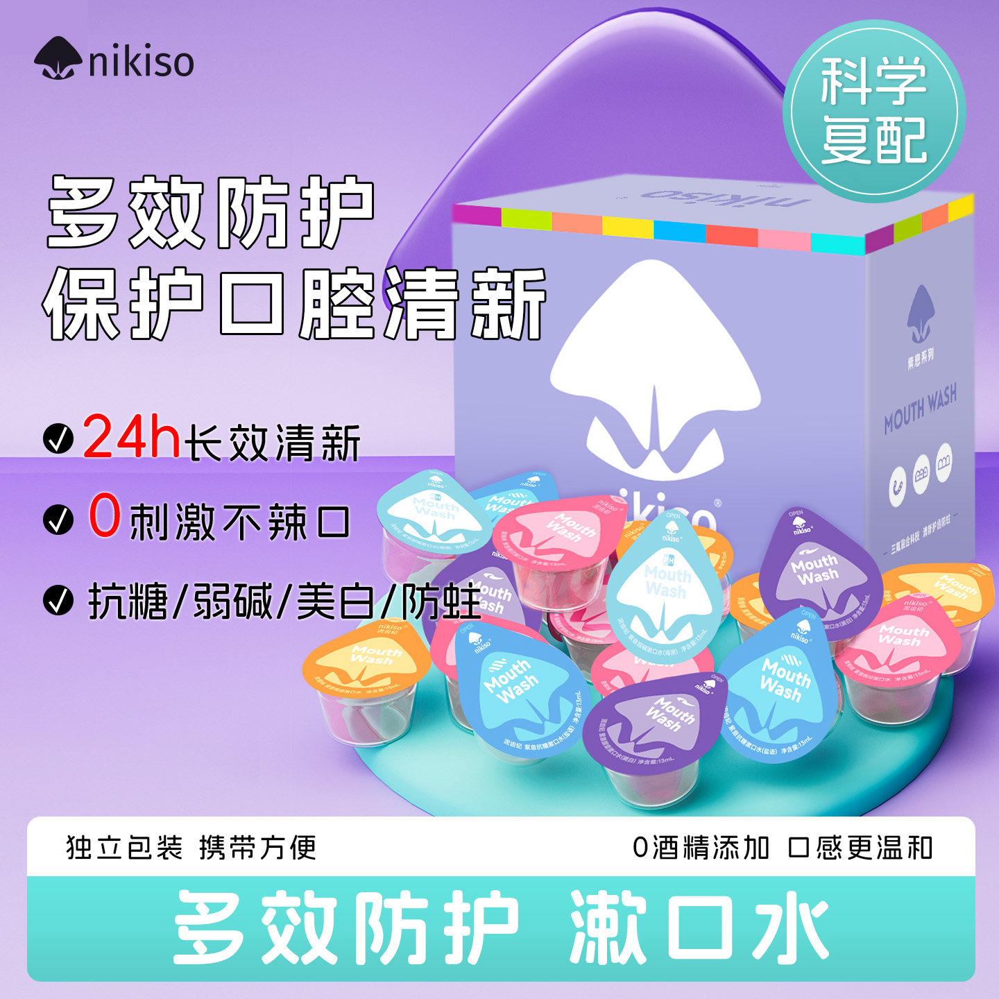 nikiso多效防护漱口水含氟防蛀