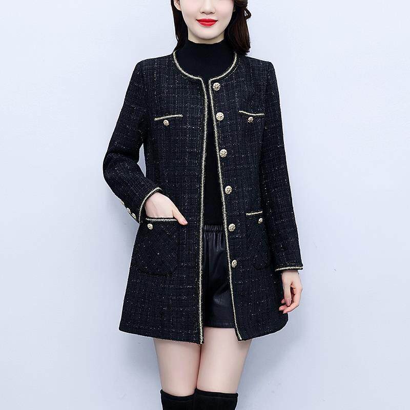 JOYIASS黑色重工高级感小香风西装外套女士2025春秋新款爆款时尚