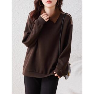 JOYIASS假两件polo领卫衣外套女士秋冬巨好看的洋气时尚减龄加绒